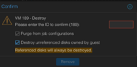 VM removal confirmation panel
